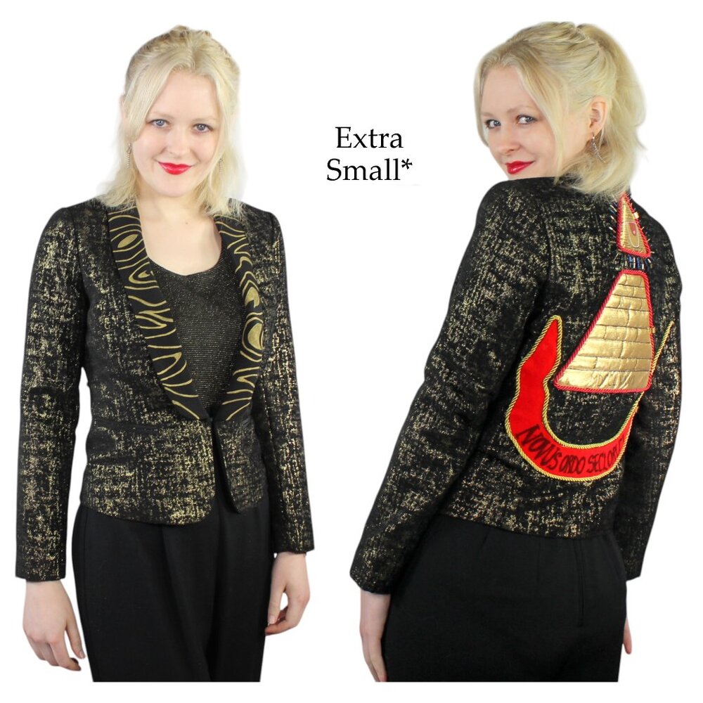 Desperately Seeking 80s Size XS* Pyramid Style Black and Gold Susan Jacke